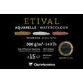 Clairefontaine ETIVAL Aquarellblock Noir, 10 cm x 15 cm, 300 g/m², fein|grob, Querformat, Block mit 15 Blatt