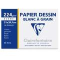 Clairefontaine Zeichenpapier DESSIN BLANC À GRAIN, 21 cm x 29,7 cm, DIN A4, Packung mit 12 Bogen, glatt|rau, 224 g/m²