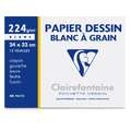 Clairefontaine Zeichenpapier DESSIN BLANC À GRAIN, 24 cm x 32 cm, Packung mit 12 Bogen, glatt|rau, 224 g/m²