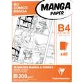 Clairefontaine Manga-Papier, 25 cm x 35,3 cm, DIN B4, 200 g/m², glatt, Ohne Raster, Packung mit 40 Blatt