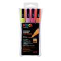 UNI POSCA Glitter-Marker PC-3ML 4er-Sets, Glitter Rosa, Gelb, Rot, Orange