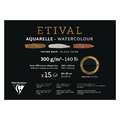 Clairefontaine ETIVAL Aquarellblock Noir, 28 cm x 38 cm, 300 g/m², fein|grob, Querformat, Block mit 15 Blatt