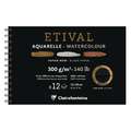 Clairefontaine ETIVAL Aquarellblock Noir, 12 cm x 18 cm, 300 g/m², fein|grob, Spiralblock mit 12 Blatt
