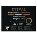 Clairefontaine ETIVAL Aquarellblock Noir, 36 cm x 48 cm, 300 g/m², fein|grob, Spiralblock mit 12 Blatt