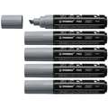 STABILO® FREE Acrylic Acrylmarker 5er-Packs, T800C, 5er-Pack, Dunkelgrau, 4-10 mm