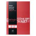 I LOVE ART Zeichenblock, 29,7 cm x 42 cm, DIN A3, 180 g/m², fein, Block mit 30 Blatt (1-seitig geleimt)
