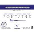 Clairefontaine FONTAINE Aquarellblock halbsatiniert, 18 cm x 24 cm, 300 g/m², satiniert, Block (4-seitig geleimt) mit 25 Blatt