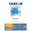 CANSON® Montval® Aquarellkarton, 300 g/qm Feinkorn, 21 cm x 29,7 cm, DIN A4, 300 g/m², fein, Block mit 50 Blatt, an der kurzen Seite geleimt