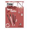 Clairefontaine Paint ON Terrakotta, 21 cm x 29,7 cm, DIN A4, 250 g/m², fein, 1-seitig geleimter Block mit 20 Blatt