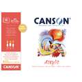 CANSON® Acrylic Acrylmalpapier, 29,7 cm x 42 cm, DIN A3, 400 g/m², fein, 1-seitig geleimter Block mit 10 Blatt