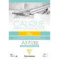 Clairefontaine Transparentpapier Calque, 55 g/m², 29,7 cm x 42 cm, DIN A3, 1 Stück, Block mit 50 Blatt (1-seitig geleimt)