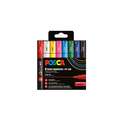UNI POSCA Liner PC-1MR, 8er-Sets, Basis-Sortierung, 0,7 mm, metallgefasste Spitze, Kartonverpackung