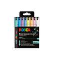 UNI POSCA Liner PC-1MR, 8er-Sets, Softe/Pastell-Töne, 0,7 mm, metallgefasste Spitze, Kartonverpackung