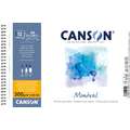 CANSON® Montval® Aquarellkarton, 300 g/m² Feinkorn, 21 cm x 29,7 cm, DIN A4, 300 g/m², fein, Spiralblock mit 12 Blatt, gebunden an der kurzen Seite
