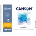 CANSON® Montval® Aquarellkarton, 300 g/m² Feinkorn, 37 cm x 46 cm, 300 g/m², fein, Spiralblock mit 12 Blatt, gebunden an der kurzen Seite