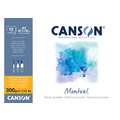 CANSON® Montval® Aquarellkarton, 300 g/m² Feinkorn, 29,7 cm x 42 cm, DIN A3, 300 g/m², fein, Block mit 12 Blatt, an der kurzen Seite geleimt