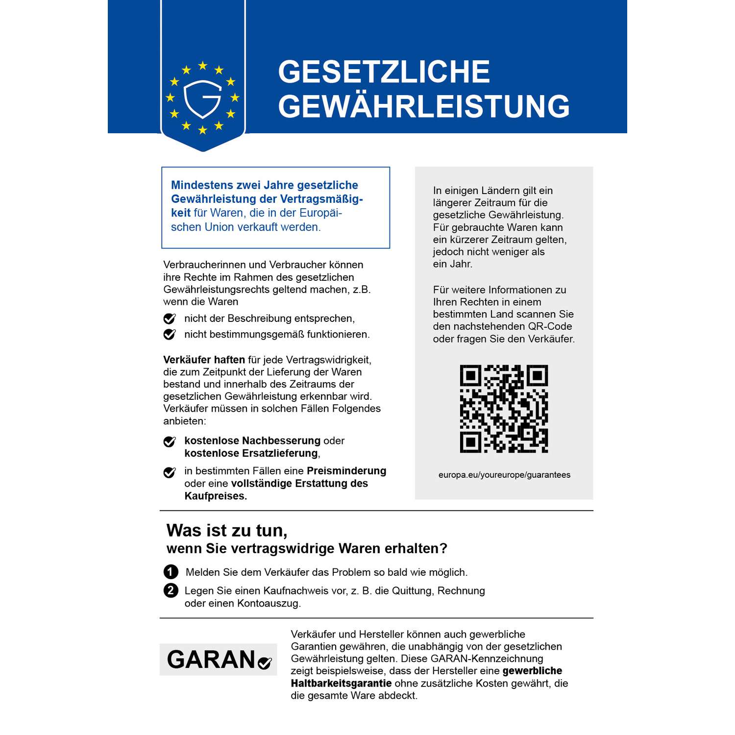 Ihr gesetzliches Gewährleistungsrecht