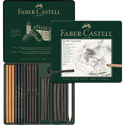 FABER-CASTELL PITT Kohle-Set, 24-teilig im Metall-Etui