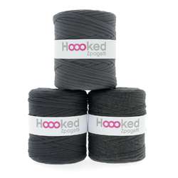 Hoooked Zpagetti Textilgarn, Textilgarn, Anthrazittöne