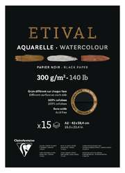 Clairefontaine ETIVAL Aquarellblock Noir, 15 Blatt
