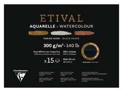 Clairefontaine ETIVAL Aquarellblock Noir, 15 Blatt