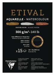 Clairefontaine ETIVAL Aquarellblock Noir, 15 Blatt
