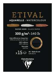 Clairefontaine ETIVAL Aquarellblock Noir, 15 Blatt