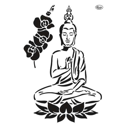 VIVA DECOR Universal-Schablone, Buddha & Orchidee 
