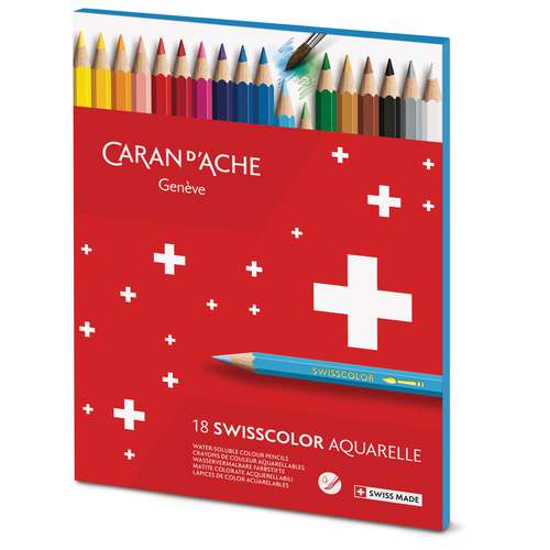 CARAN D'ACHE® Swisscolor im Karton-Etui, wasservermalbare Farbstifte 
