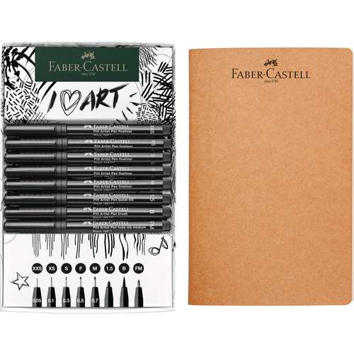 FABER-CASTELL Pitt Artist Pen-Set + Sketchbook 