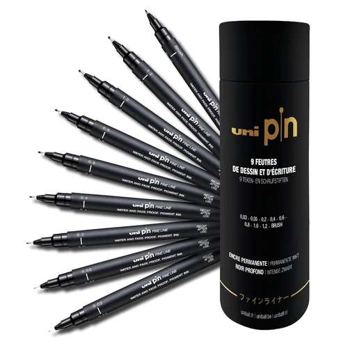 uni-ball uni pin Fineliner 9er Set inkl. Metalldose 