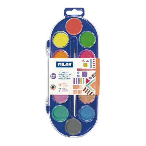 MILAN® Aquarellset mit 12 Farben und Pinsel 