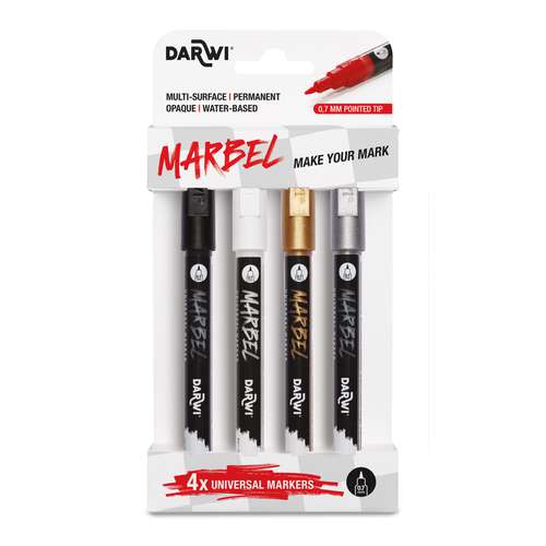 DARWI® MARBEL Universalmarker, 4er Set, 0,7 mm Spitze 