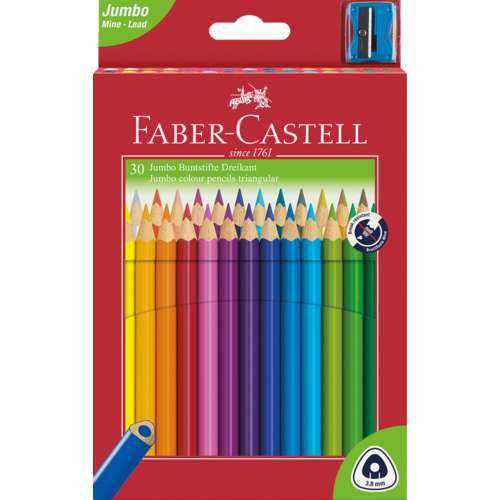 FABER-CASTELL Dreikant-Buntstifte Jumbo 30er Set 