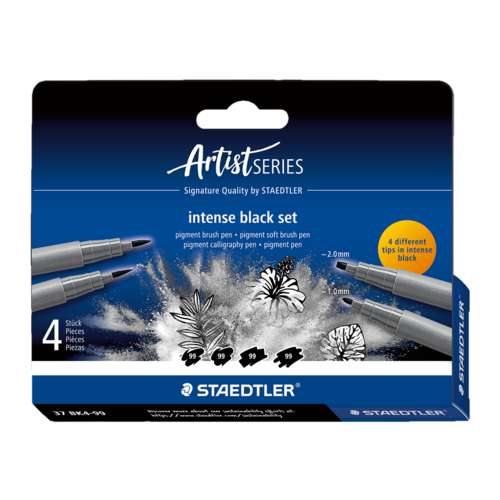 STAEDTLER® pigment arts pen Intense Black 4er-Set 